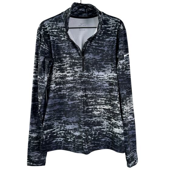 NWT Nike Women's Black Athletic Dri-Fit 1/4 Zip Tie Dye Pullover Jacket Size L - Picture 1 of 9